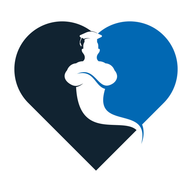 毕业生精灵心形概念标志。图片下载