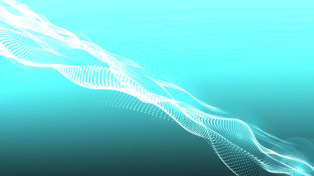 4k抽象的蓝色波浪粒子在黑暗的背景与灯光效果，数字技术的连接和创新的概念图片下载