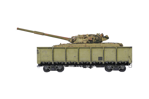 军用货车或货运货车与坦克T-64内部隔离白色。图片下载