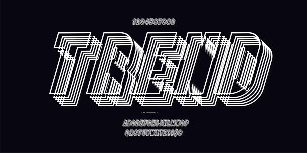 字体矢量现代3D粗体线条风格时髦的排版图片下载