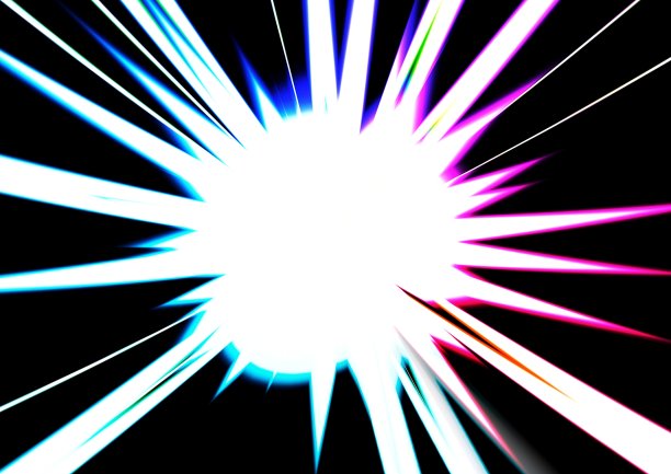 彩色光线呈放射状爆炸的3d插图图片下载
