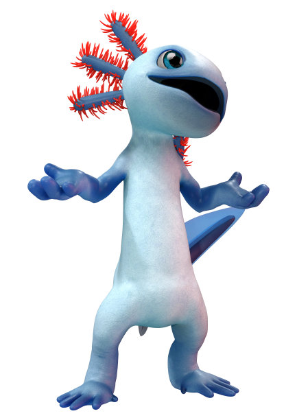 3D渲染卡通蝾螈在白色图片下载