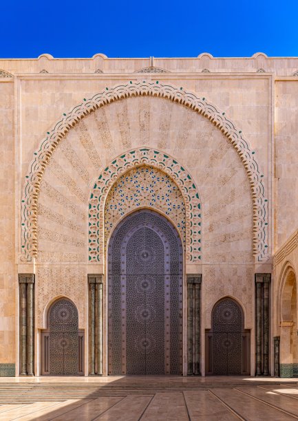 摩洛哥西海岸卡萨布兰卡的哈桑清真寺图片下载