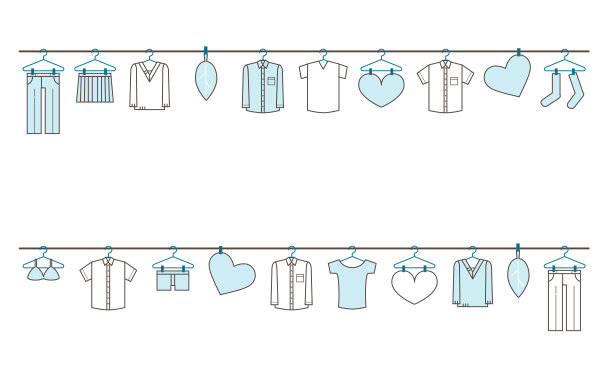 洗衣烘干排简单的线条绘制插图材料图片下载