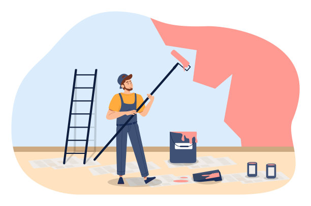 男孩画家在工作场所的概念图片下载