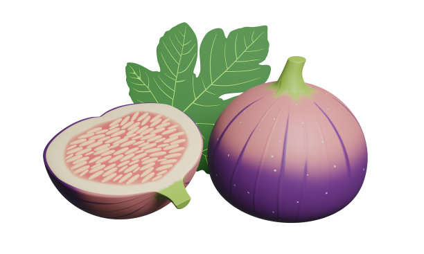 以绿叶为背景的新鲜无花果。三维渲染图片下载