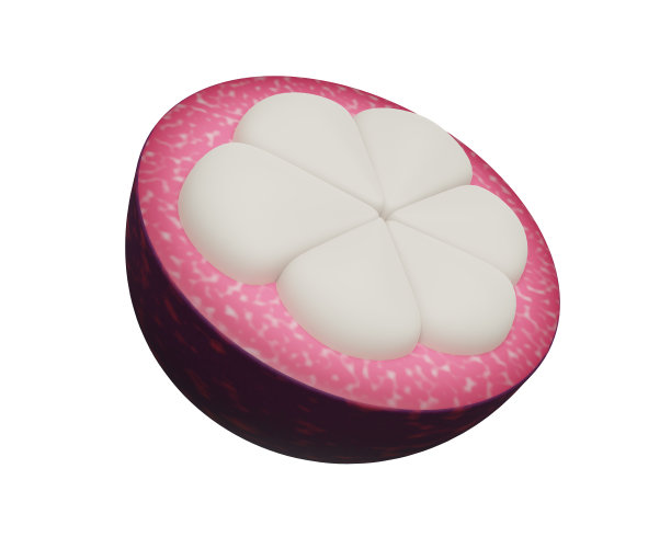 山竹果的一半被隔离在白色背景上。三维渲染图片下载