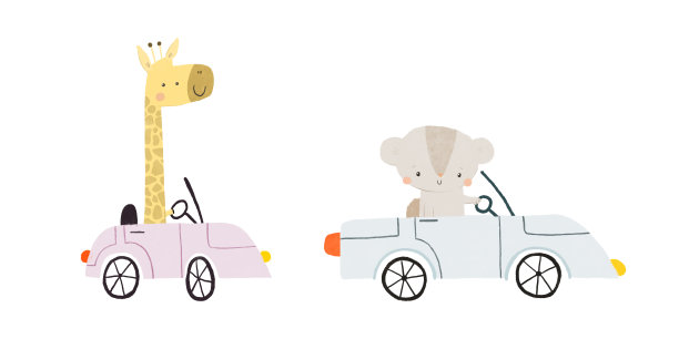 可爱的动物开着有趣的车。动物司机，宠物车。可爱的动物在汽车里旅行图片下载
