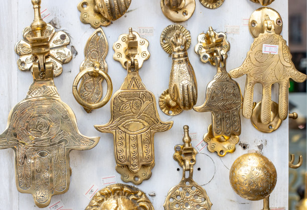 摩洛哥马拉喀什梅拉区的门环图片下载