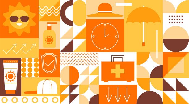 紫外线安全意识月夏日阳光安全。含有防晒成分的防晒霜图片下载