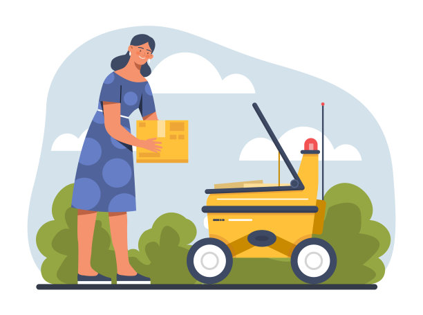 有机器人快递概念的女人图片下载