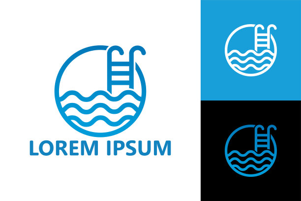 游泳池标志模板设计向量图片下载