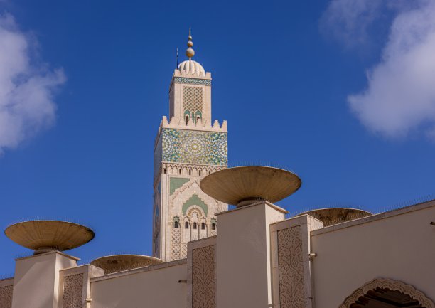 摩洛哥西海岸卡萨布兰卡的哈桑清真寺图片下载