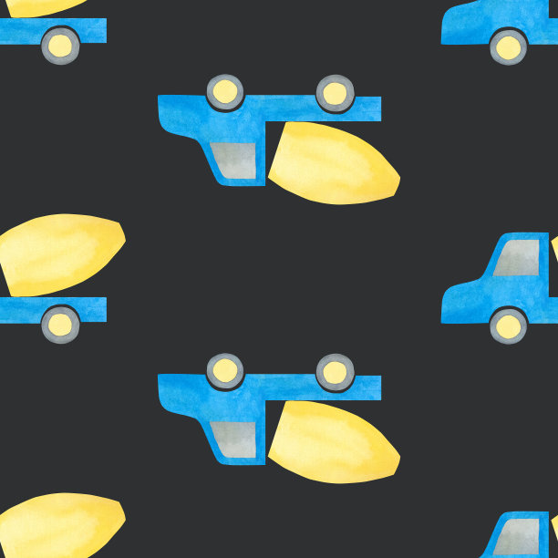 孩子们的玩具。黑色背景上的卡车无缝图案。儿童插图。适用于卡片，请柬，横幅，记事本，海报，日历，织物图片下载
