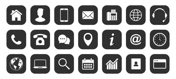 一组联系人和网页图标。向量图片下载