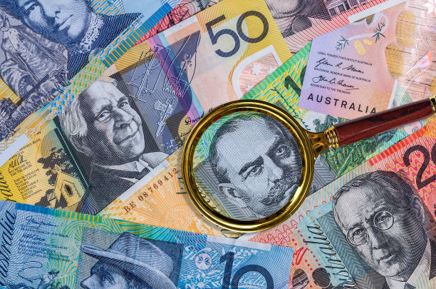 彩色澳元钞票特写图片下载