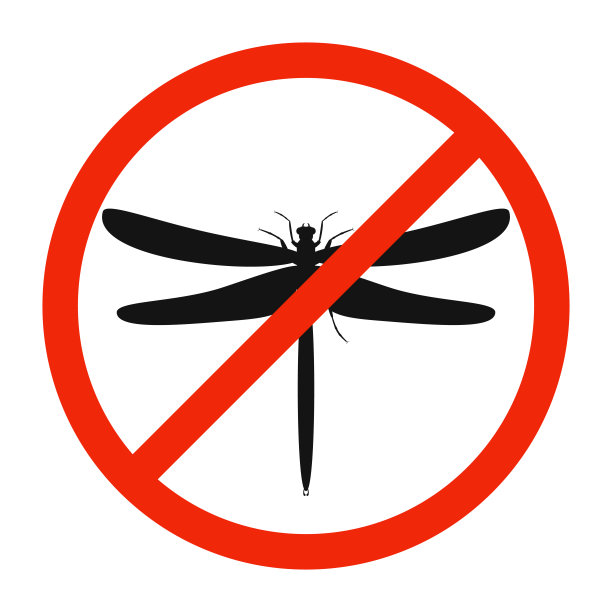 蜻蜓图标。停止蜻蜓隔离标志。矢量插图。图片下载