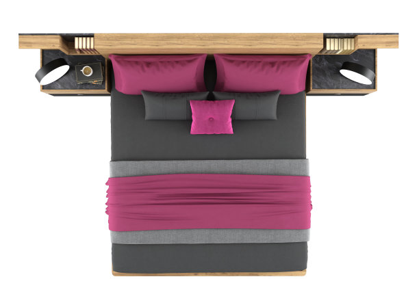 白色的现代卧室的高角度视图图片下载