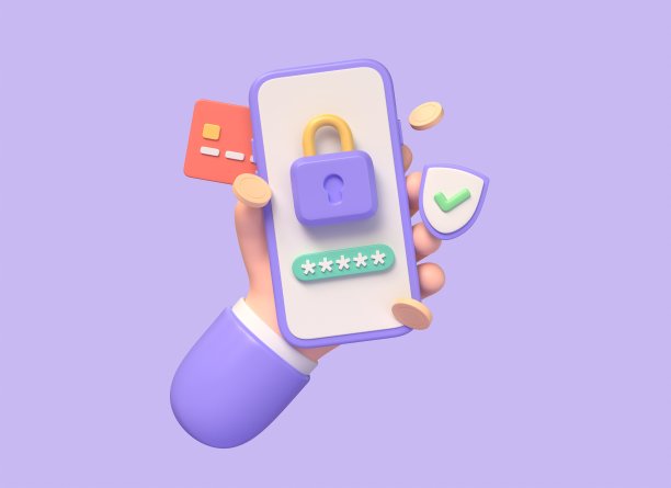 保险支付的概念。逼真的3D设计，智能钱包和智能手机信用卡的密码锁。手机及个人资料保护概念。三维渲染图片下载
