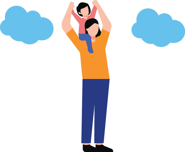 一位母亲把她的女儿扛在肩上。图片下载