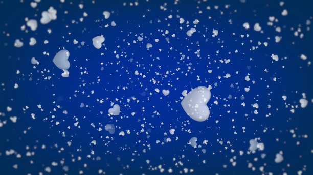 五彩纸屑心落下来。蓝色的心形纸屑。情人节背景图片下载