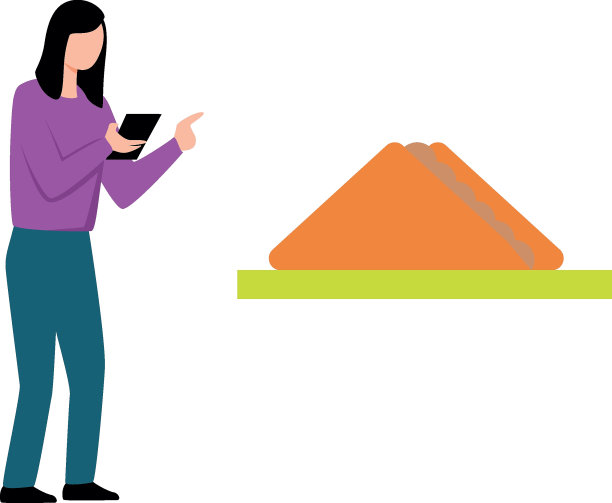 这个女孩正站在三明治旁边。图片下载