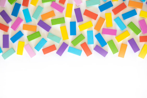 木砖蒙台梭利材料彩色建筑细节随意排列无缝图案图片下载