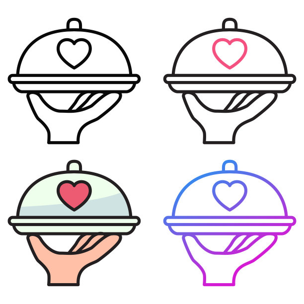 婚礼食品图标设计在四个变化的颜色图片下载