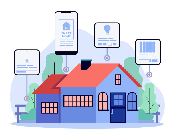 智能住宅与家庭数据在应用程序矢量插图图片下载