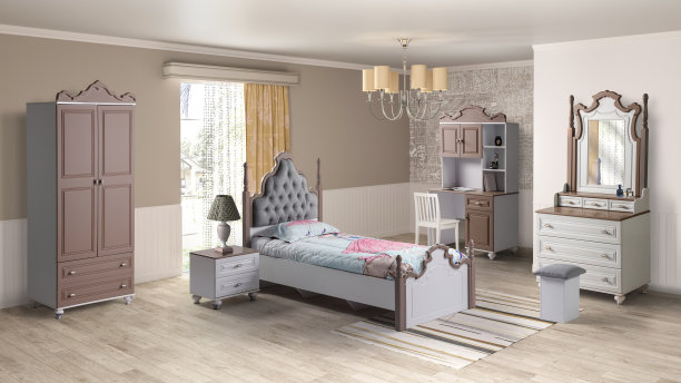 青少年床，床，单人床，儿童房图片下载