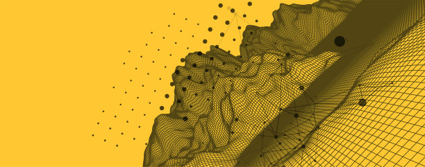 抽象线框山的背景。现代科技艺术元素。表面插图。图片下载