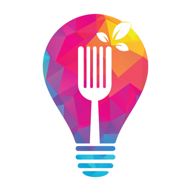 健康食品灯泡形状概念标志设计。图片下载