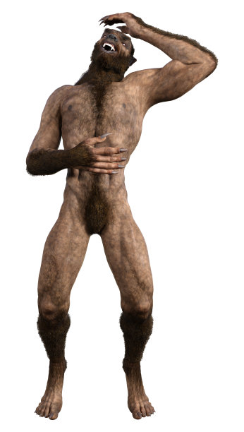 3D渲染狼人在白色图片下载