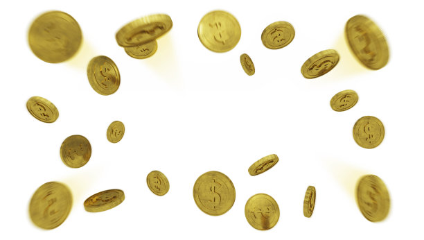 金币爆炸与地方的背景文字，矢量插图图片下载