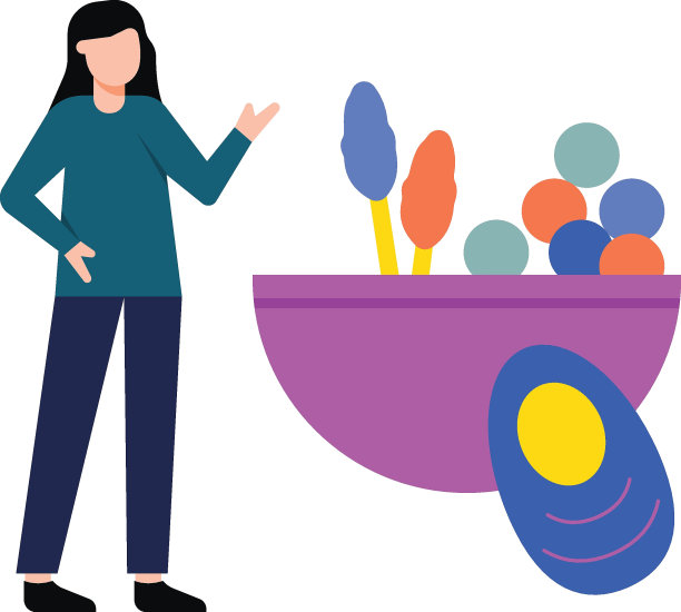 女孩正看着那碗食物。图片下载