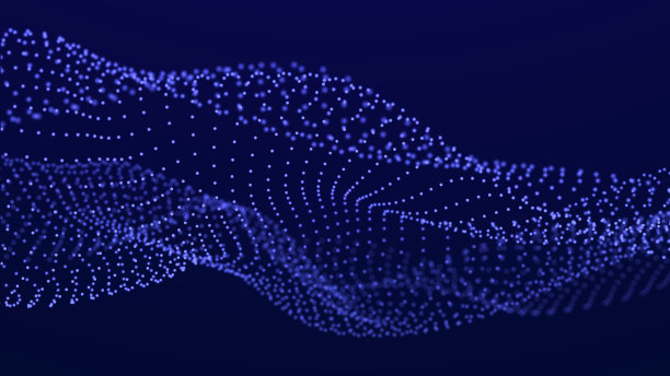 数字波与许多点。动态波的抽象背景。技术或科学旗帜。3 d图片下载