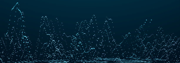 具有发光散焦粒子的技术背景。大数据。数字的背景。3 d图片下载