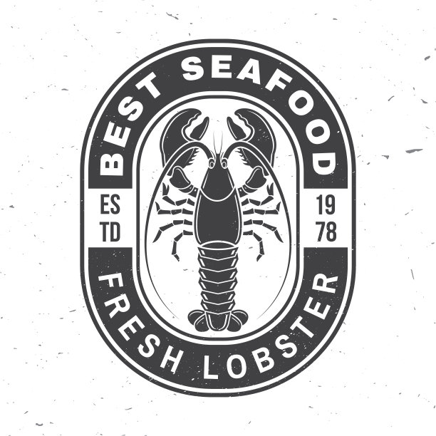 最好的海鲜。新鲜的龙虾。矢量插图。用于海鲜会徽、招牌、贴片、衬衫、菜单餐厅、鱼市、商店。复古单色标签，龙虾剪影贴纸。图片下载