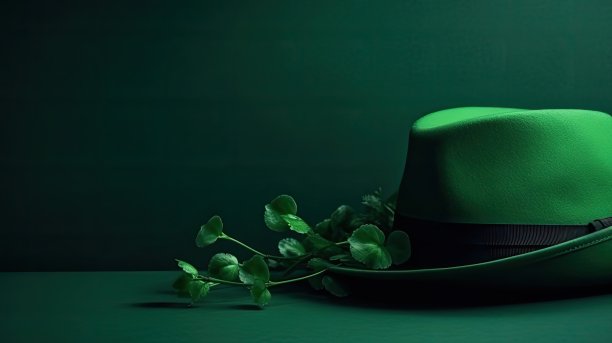 圣帕特里克的背景与绿色的帽子装饰图片下载