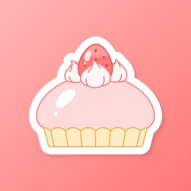 草莓甜点贴纸图片下载