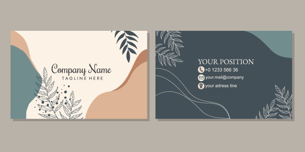 优雅和美丽的名片模板与手绘花卉图案。用于身份证、感谢卡、封面、请柬的横向定位。图片下载