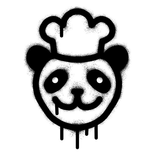 熊猫厨师用黑色喷漆涂鸦图片下载