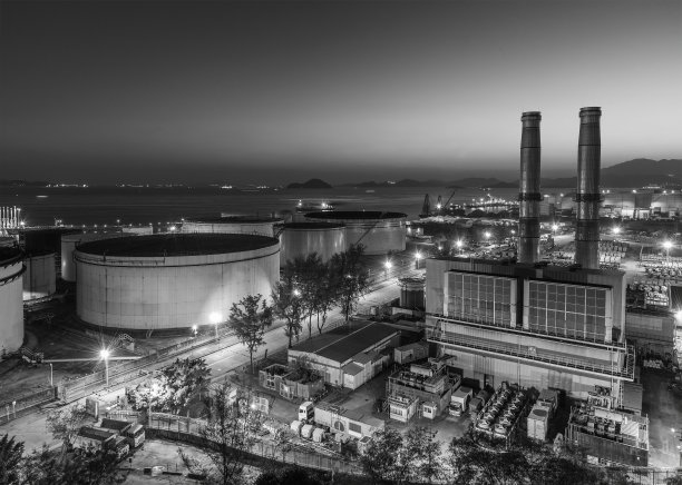 黄昏时分的香港发电厂图片下载