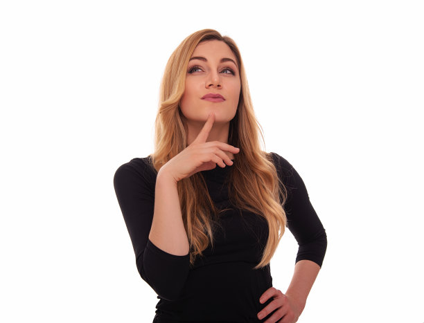 白色背景上的金发美女。图片下载