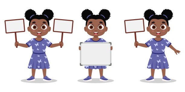 一组一个女孩，在一个孩子的手里拿着一个牌子，没有题词。图片下载