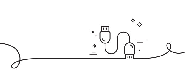 充电线图标。手机配件标志。带旋度的连续线。向量图片下载