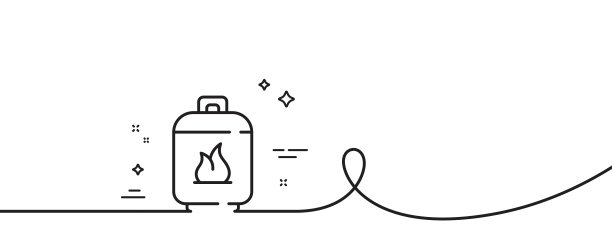 气瓶管路图标。石油气燃料容器标志。带旋度的连续线。向量图片下载