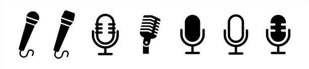 麦克风图标设置。各种麦克风图标。卡拉ok麦克风。播客麦克风。网页和移动图标。矢量插图10 eps。图片下载