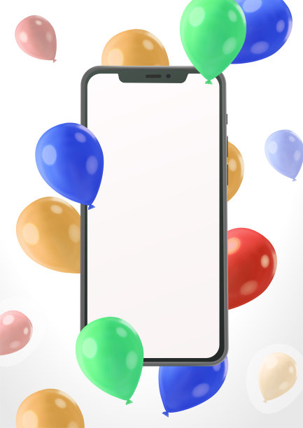 智能手机模型与彩色气球图片下载