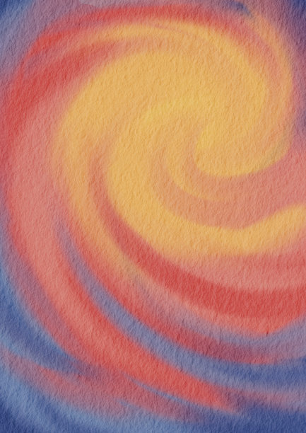 黄色，粉红色，红色和蓝色漩涡水彩背景插图装饰复古风格。图片下载